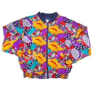 Robert Stock Jacket Large Vtg 80s Bomber Colorful Bold Abstract Print Festival